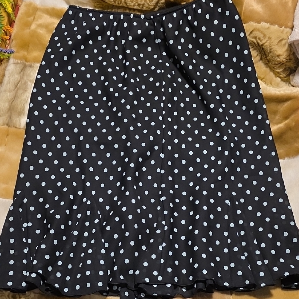 Worthington Black and White Polka Dot A-Line Skirt